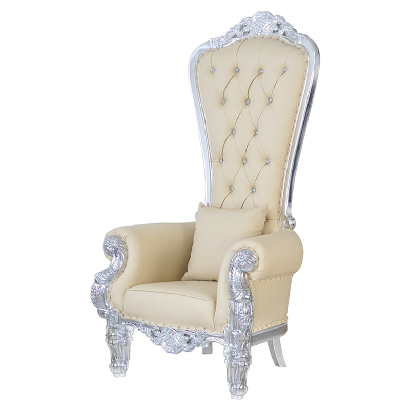 Queen Chair High Back, Ivory/Cream with Chrome Base